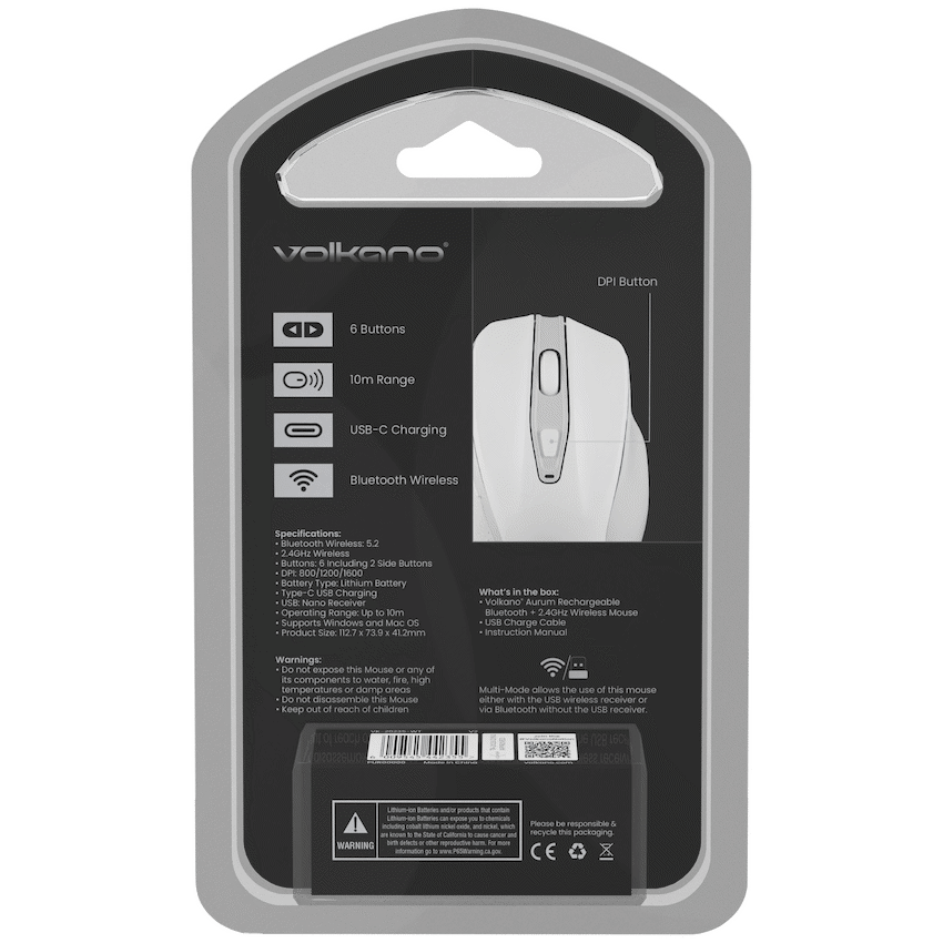 Volkano Computer Peripherals Volkano Aurum Series Bluetooth Wireless Mouse - White