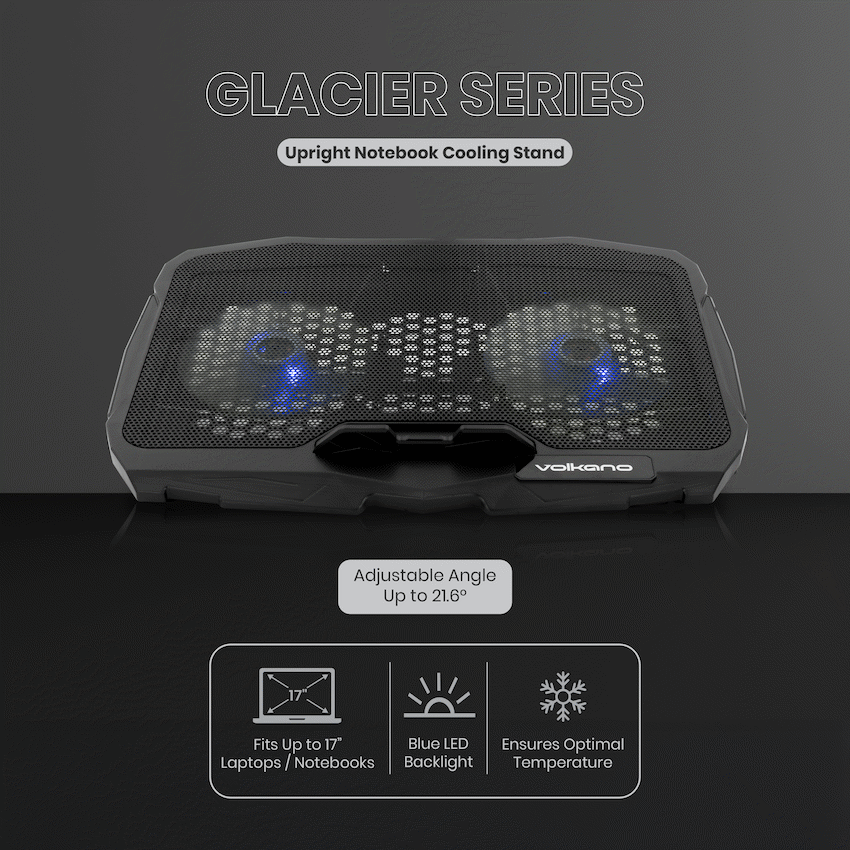 Volkano Computer Peripherals Volkano Glacier Series Upright Notebook Cooling Stand with Dual Fans