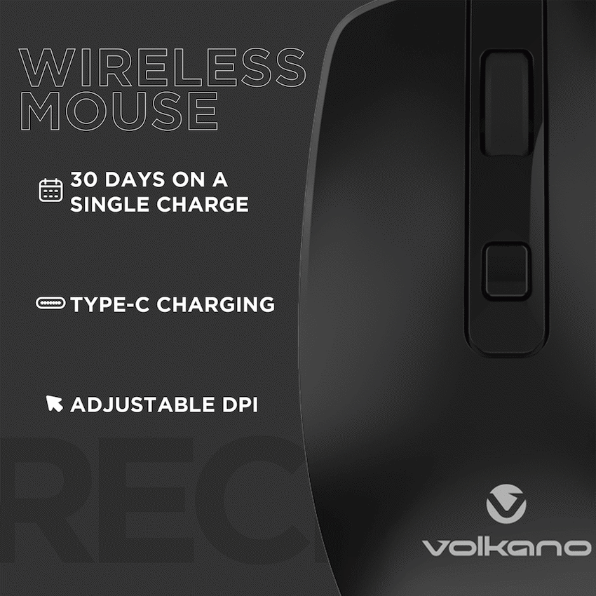 Volkano Computer Peripherals Volkano Granite Series Rechargeable Wireless Mouse - Black