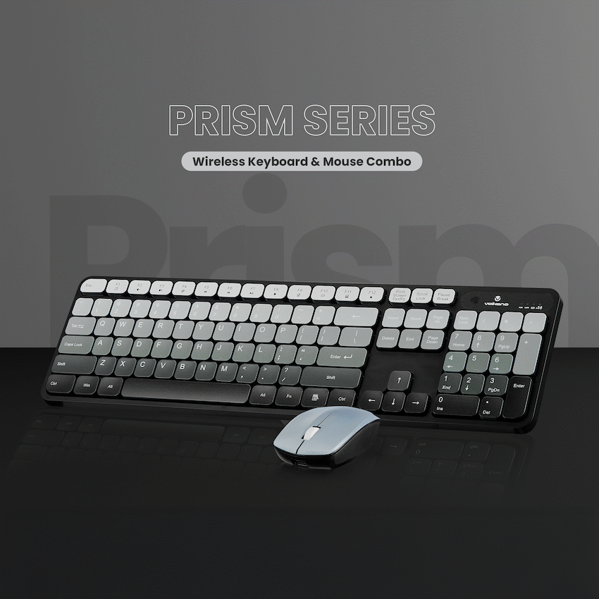 Volkano Computer Peripherals Volkano Prism Series Bluetooth Wireless Keyboard and Mouse - Grey