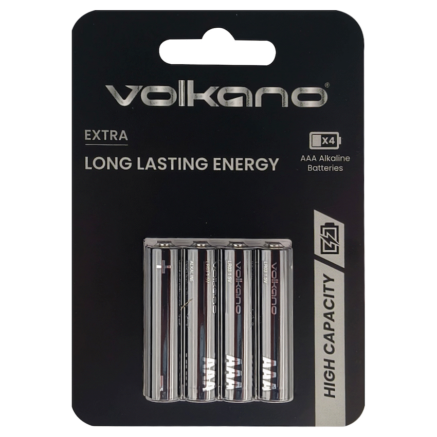 Volkano Electrical Volkano Extra series Alkaline Batteries AAA pack of 4