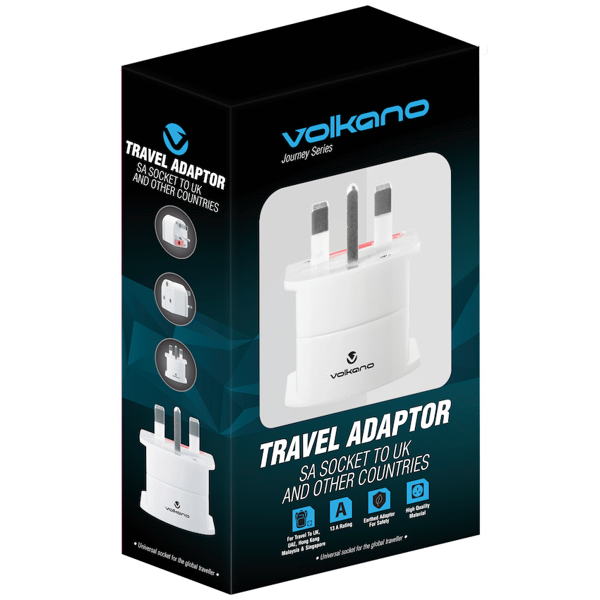 Volkano Electrical Volkano Traveller SA series travel plug UK/other socket to 15A SA plug