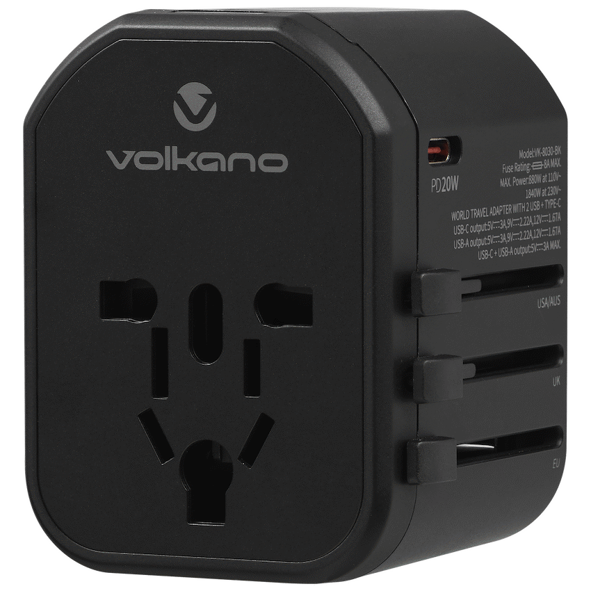 Volkano Electrical Volkano Worldwide Series Travel Adapter PD 25w + QC
