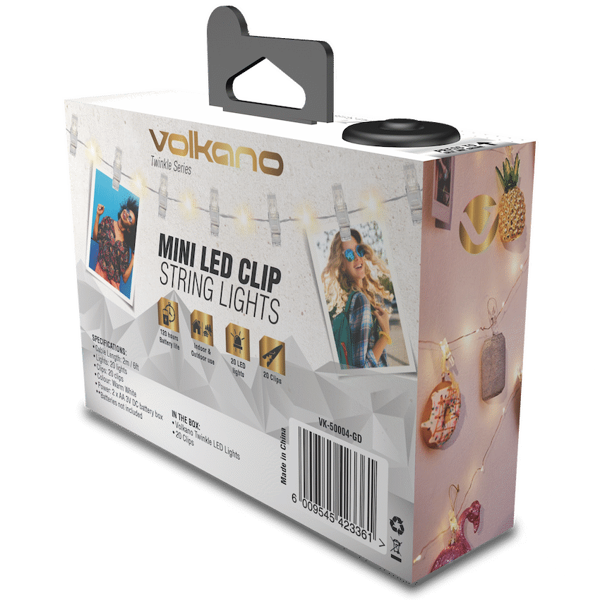Volkano Lighting Volkano Twinkle Series Photo Clips with LED Lights - Gold