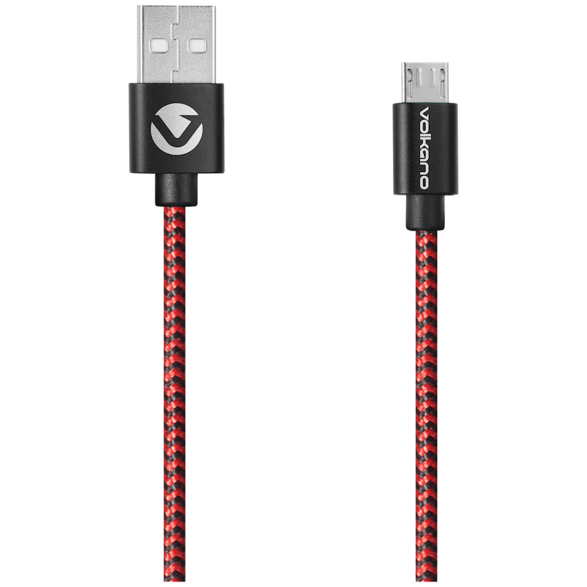 Volkano Mobile Accessories Volkano Braids Series Nylon Braided Micro USB Cable 1.2m - Black & Red