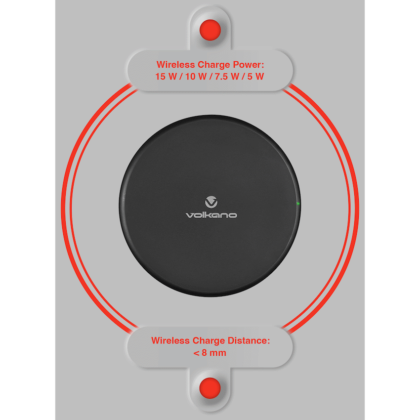 Volkano Mobile Accessories Volkano Caliber Series 15w Wireless Phone Charge Pad