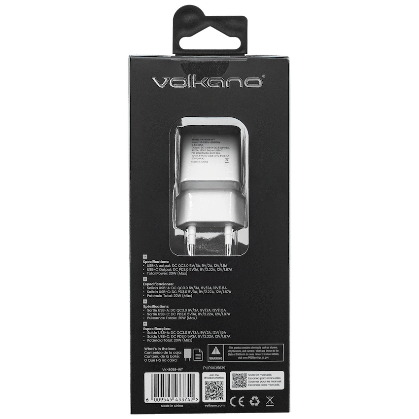 Volkano Mobile Accessories Volkano Dyna Duo 20w PD + QC 3.0 Wall Charger