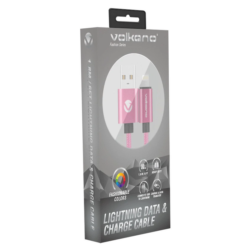 Volkano Mobile Accessories Volkano Fashion Series Lightning Cable 1.8m - Pink
