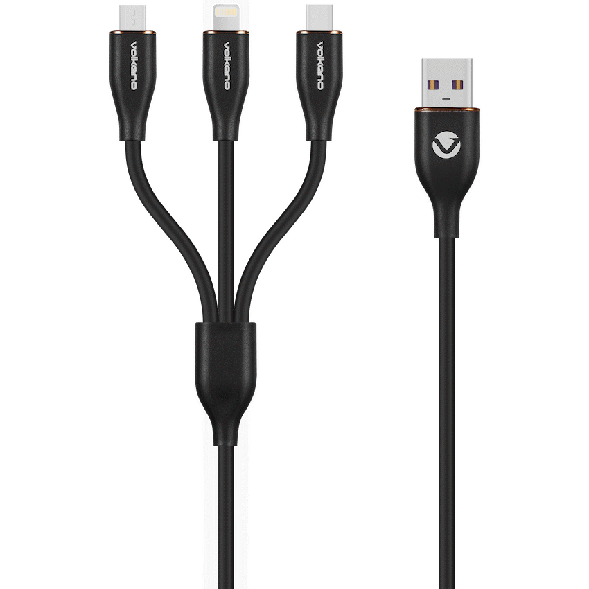 Volkano Mobile Accessories Volkano Flexi Series 3-in-1 Charging Cable - Black