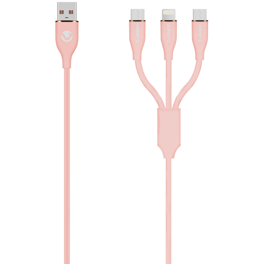 Volkano Mobile Accessories Volkano Flexi Series 3-in-1 Charging Cable - Pink