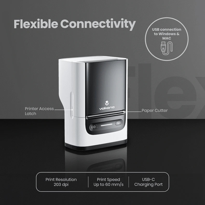Volkano Mobile Accessories Volkano LabelPro Duo Series Thermal Dual Size Label Printer - Black and White