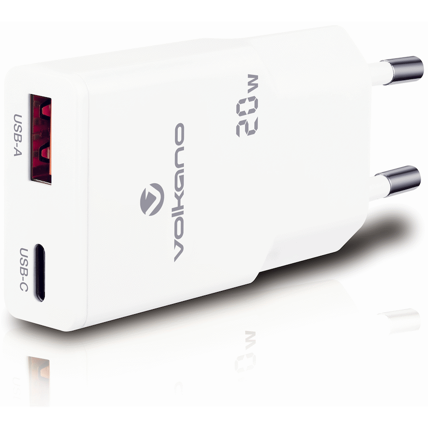 Volkano Mobile Accessories Volkano Mighty Series 20w Dual USB-A & USB-C GaN Wall Charger