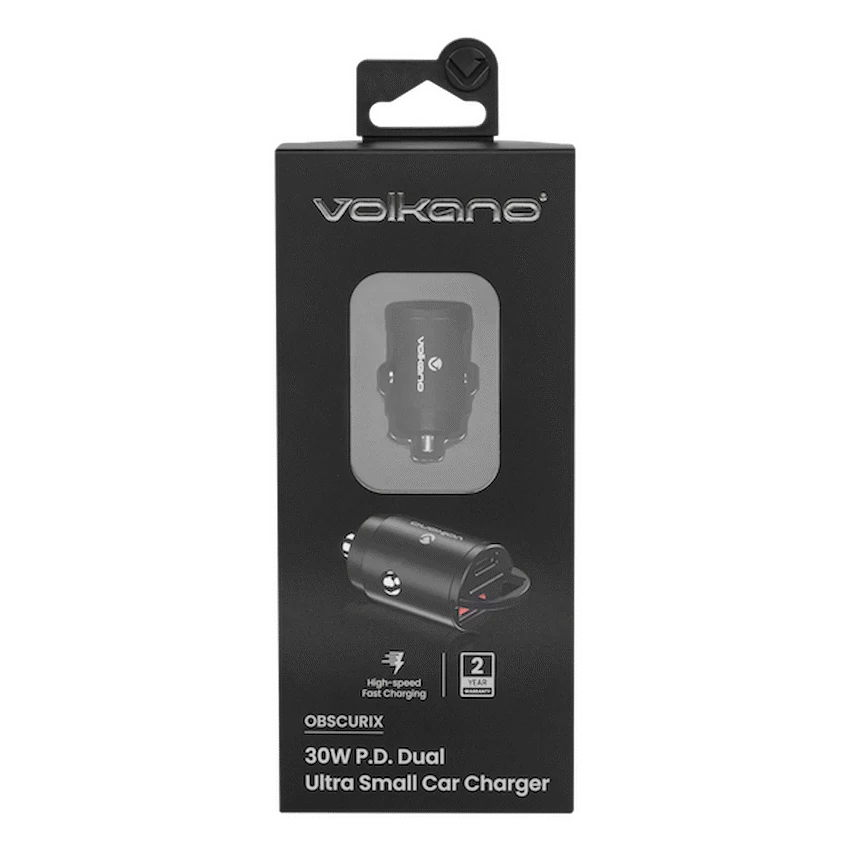 Volkano Mobile Accessories Volkano Obscurix Series 30w PD Dual USB-A and USB-C Ultra Small Car Charger