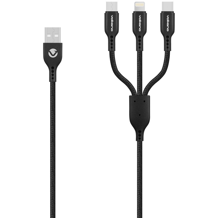 Volkano Mobile Accessories Volkano On-the-Go 3-in-1 Braided Cable