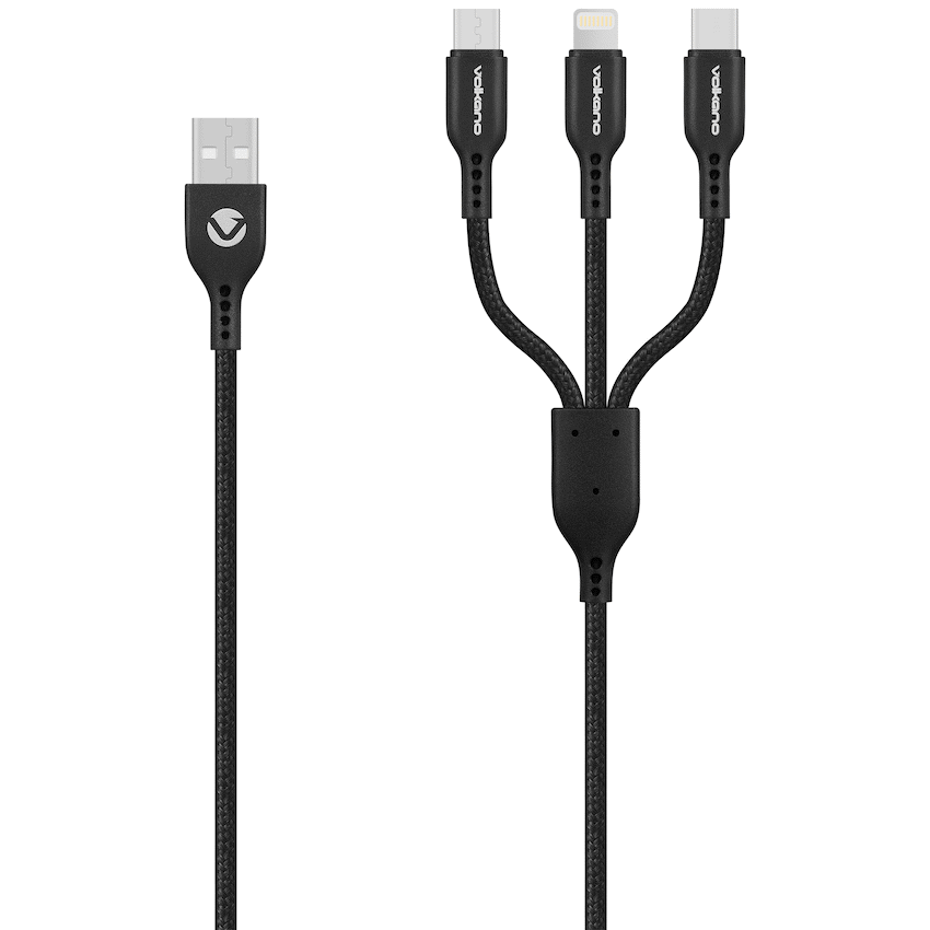 Volkano Mobile Accessories Volkano On-the-Go 3-in-1 Braided Cable