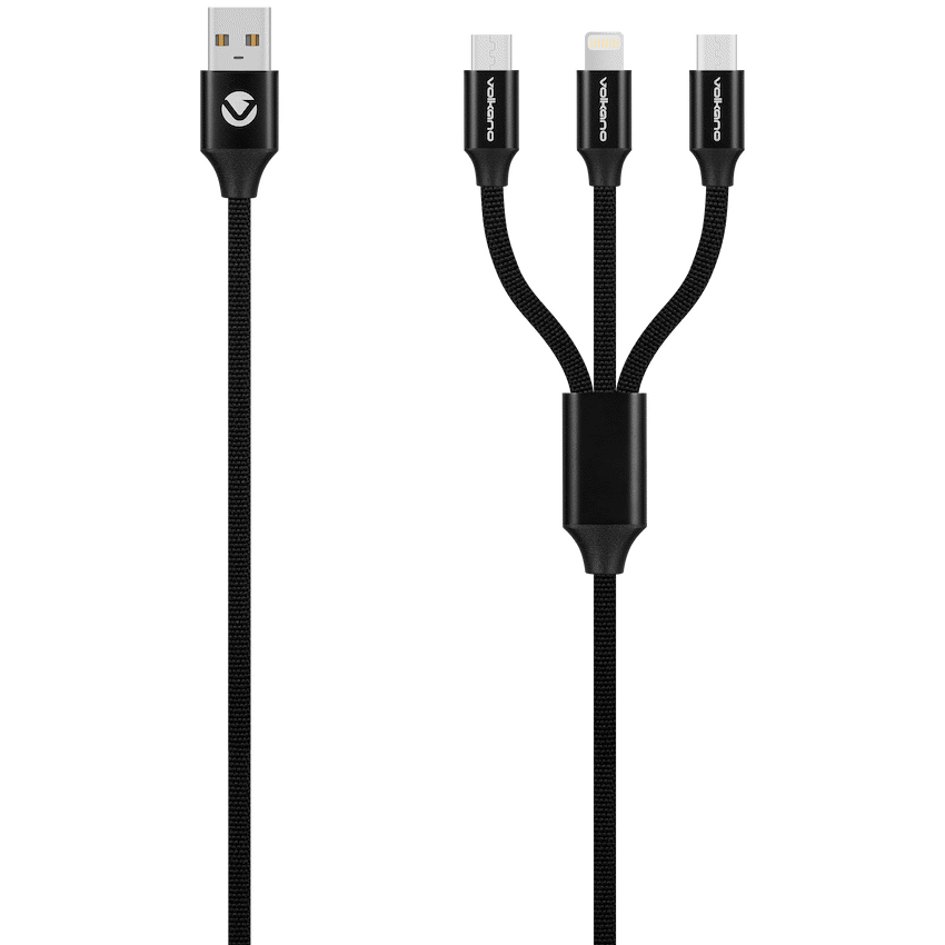 Volkano Mobile Accessories Volkano On the Go 3-in-1 Braided Cable