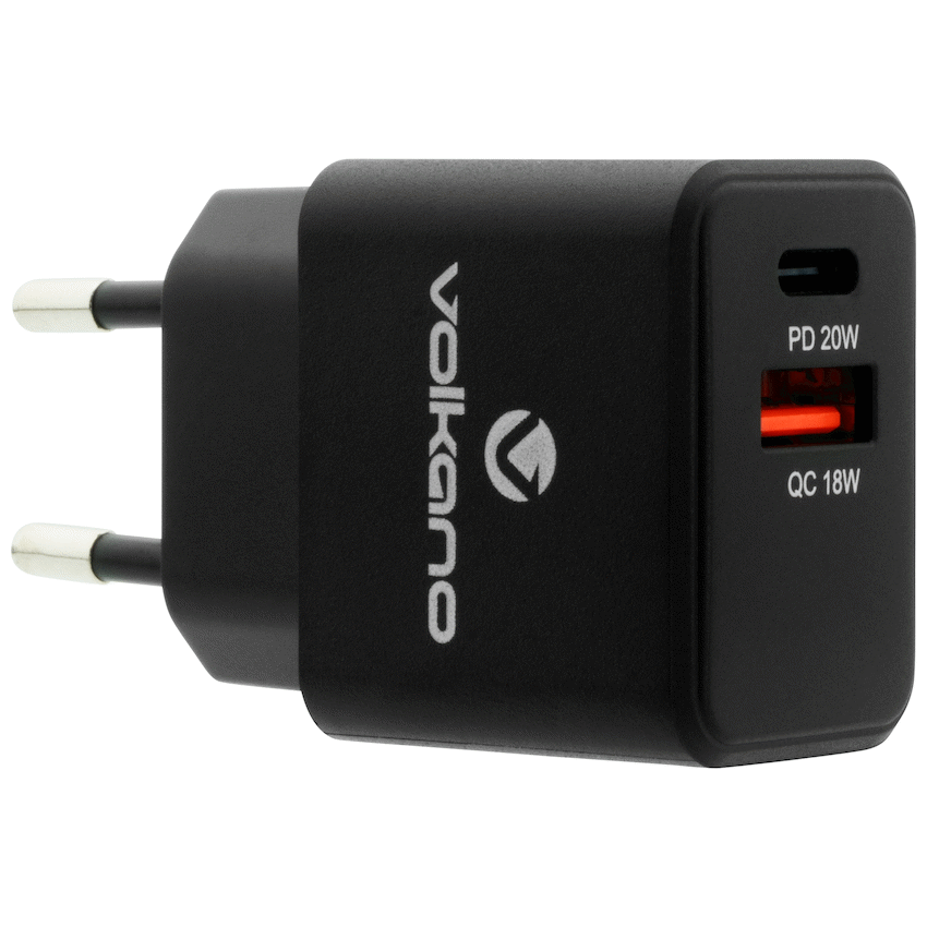 Volkano Mobile Accessories Volkano On-the-Go USB + Type-C 20w PD Wall Charger