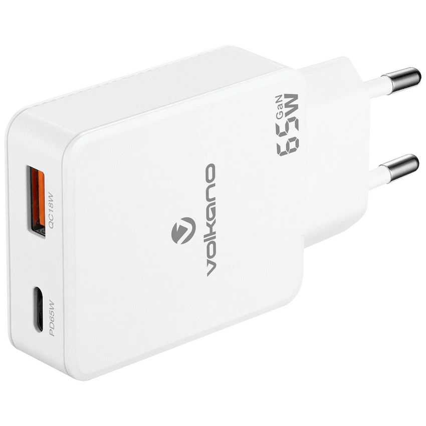 Volkano Mobile Accessories Volkano Potent Duo series 65W Dual USB and USB-C PD Compact Wall Charger