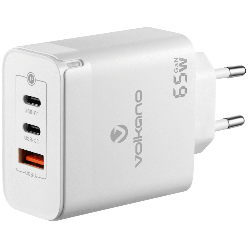 Volkano Mobile Accessories Volkano Potent Trio 65w GaN 3 Port Wall Charger