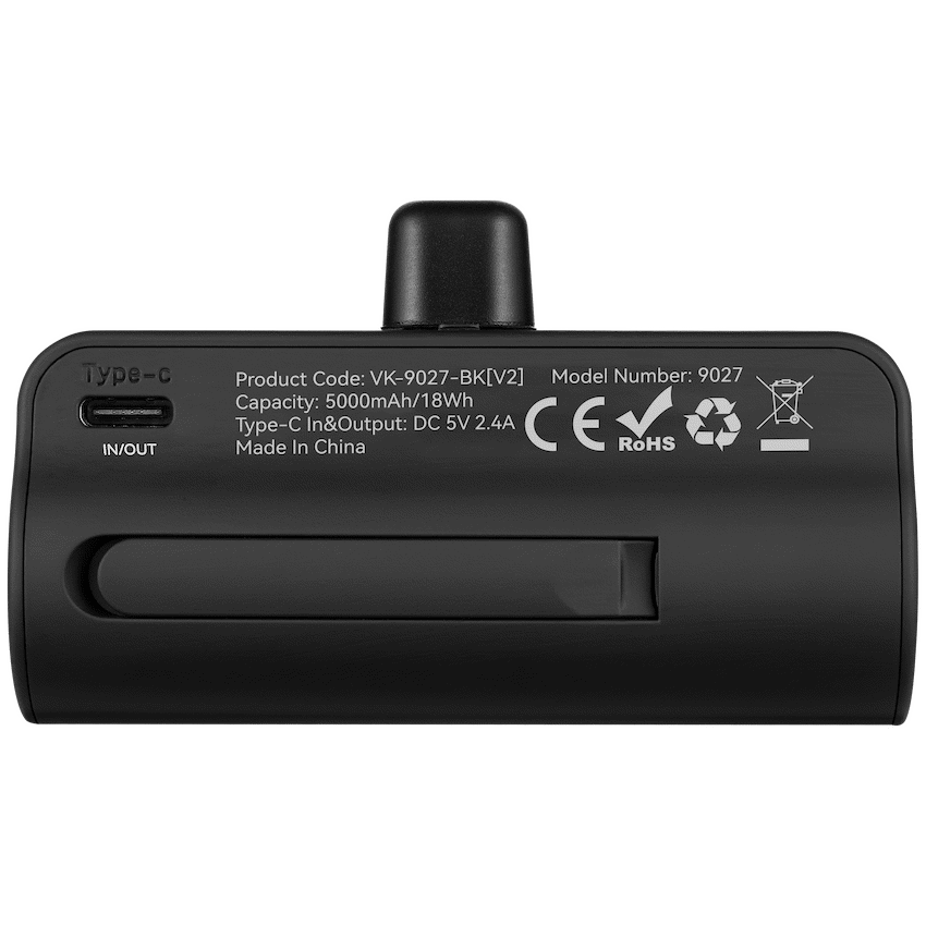 Volkano Mobile Accessories Volkano Relief Pro Power Bank - 5000mAh Type-C Direct Plug-In