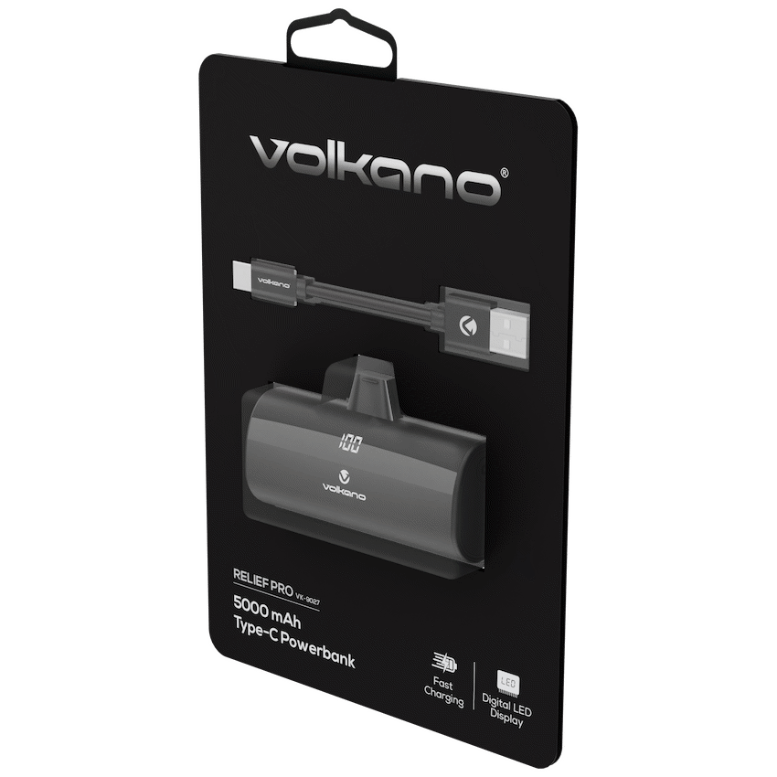Volkano Mobile Accessories Volkano Relief Pro Power Bank - 5000mah Type-C Direct Plug-in