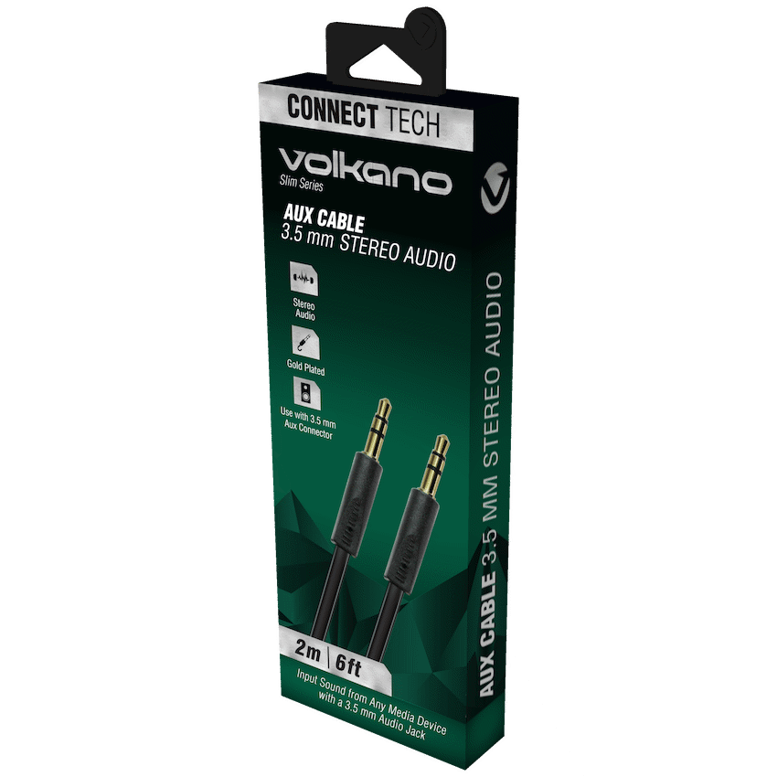 Volkano Mobile Accessories Volkano Slim Series Aux Cable 2m - Black