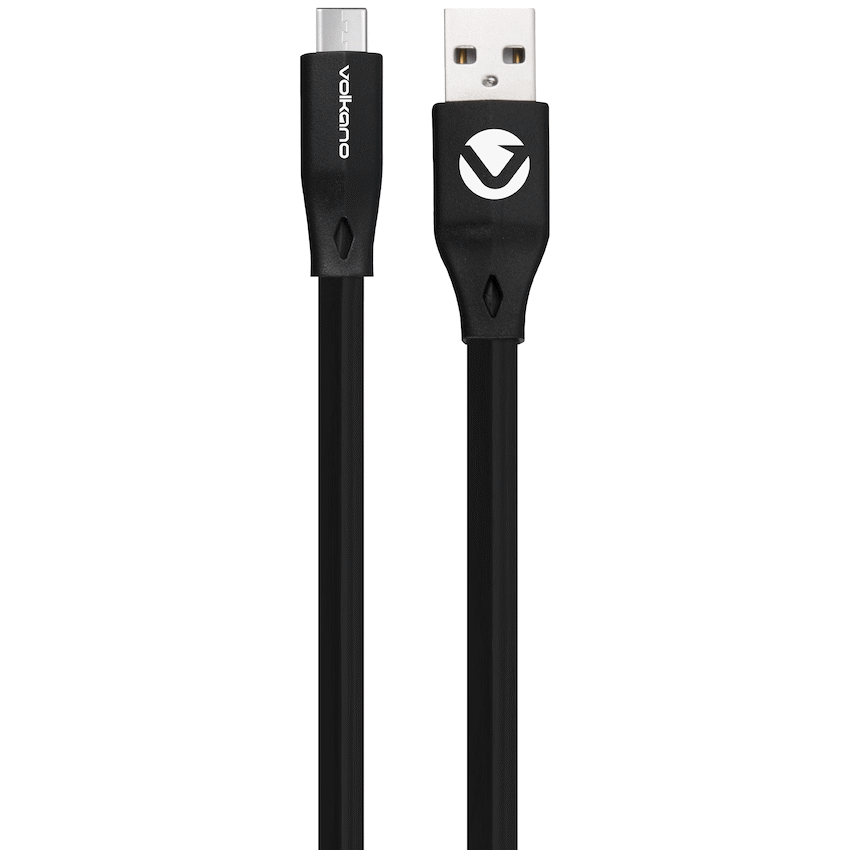Volkano Mobile Accessories Volkano Slim Series Flat PVC Type-C Cable 1.2m - Black