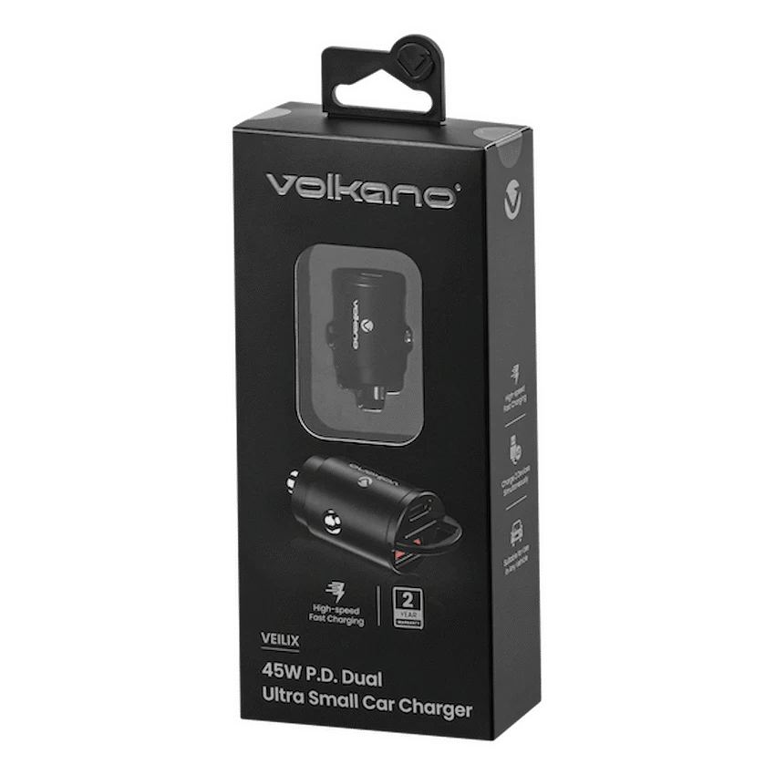 Volkano Mobile Accessories Volkano Veilix Series 45w PD Dual USB-A and USB-C Ultra Small Car Charger - Black
