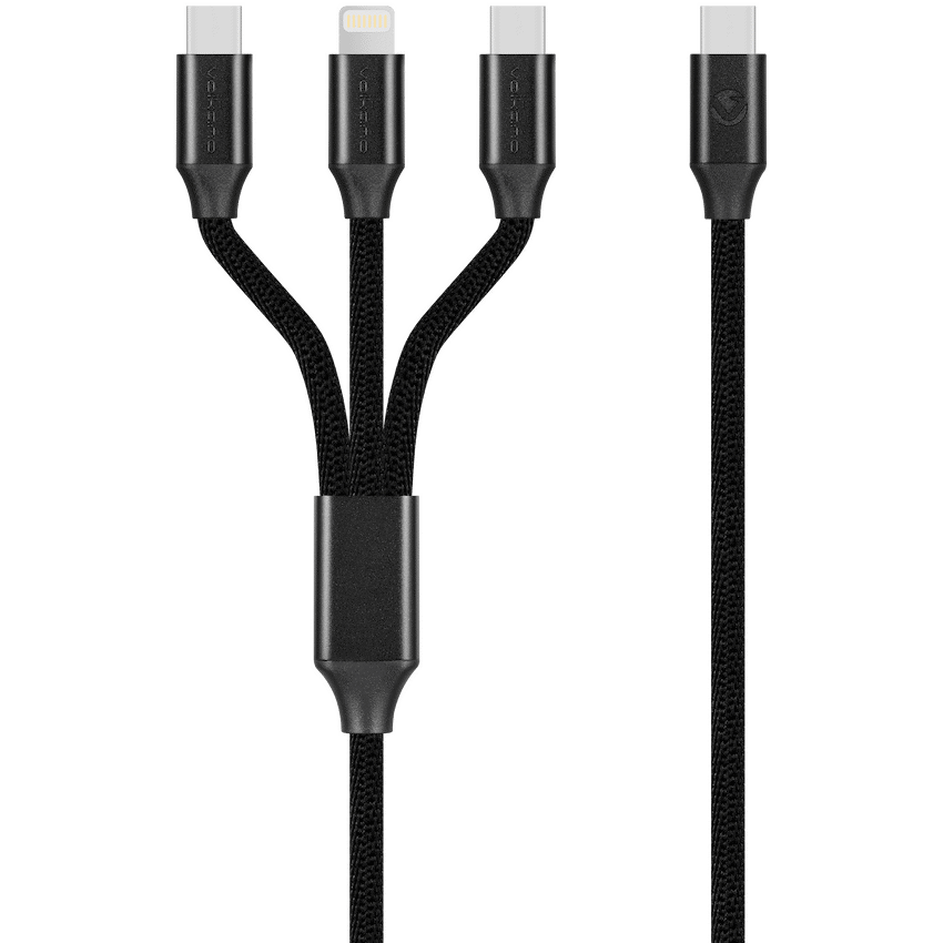 Volkano Mobile Accessories Volkano Weave Series 65w 3-in-1 Charge Cable - Black
