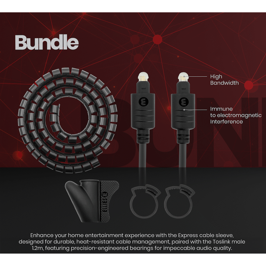 Volkano Televisions Volkano 1.2m & 3m Toslink Cables and 1.5m 20mm Express Cable - Bundle
