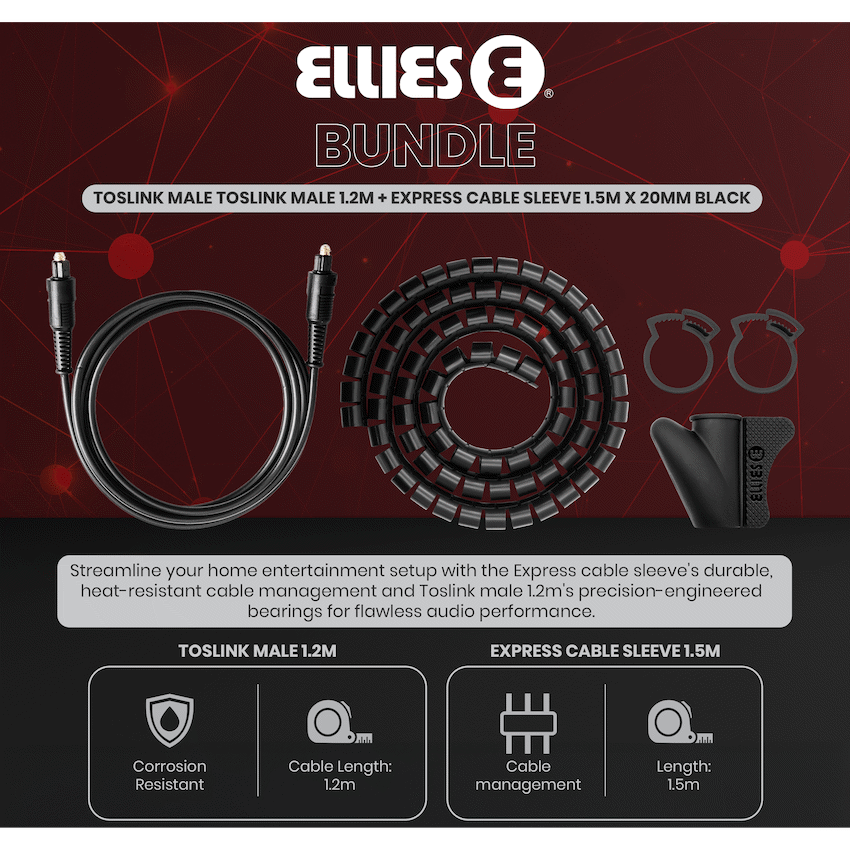 Volkano Televisions Volkano 1.2m & 3m Toslink Cables and 1.5m 20mm Express Cable - Bundle