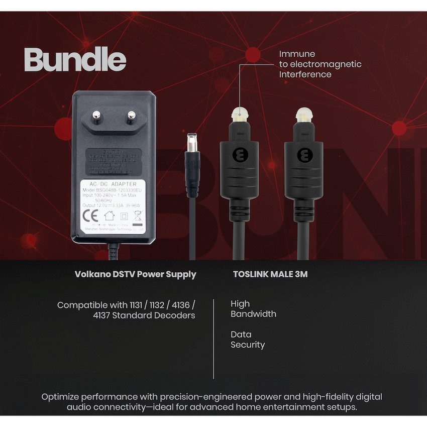 Volkano Televisions Volkano Power Supply and 3m Toslink Cable Bundle