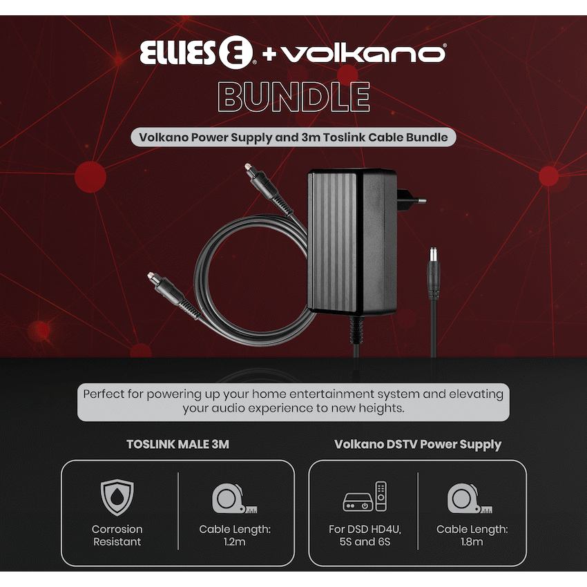 Volkano Televisions Volkano Power Supply and 3m Toslink Cable Bundle