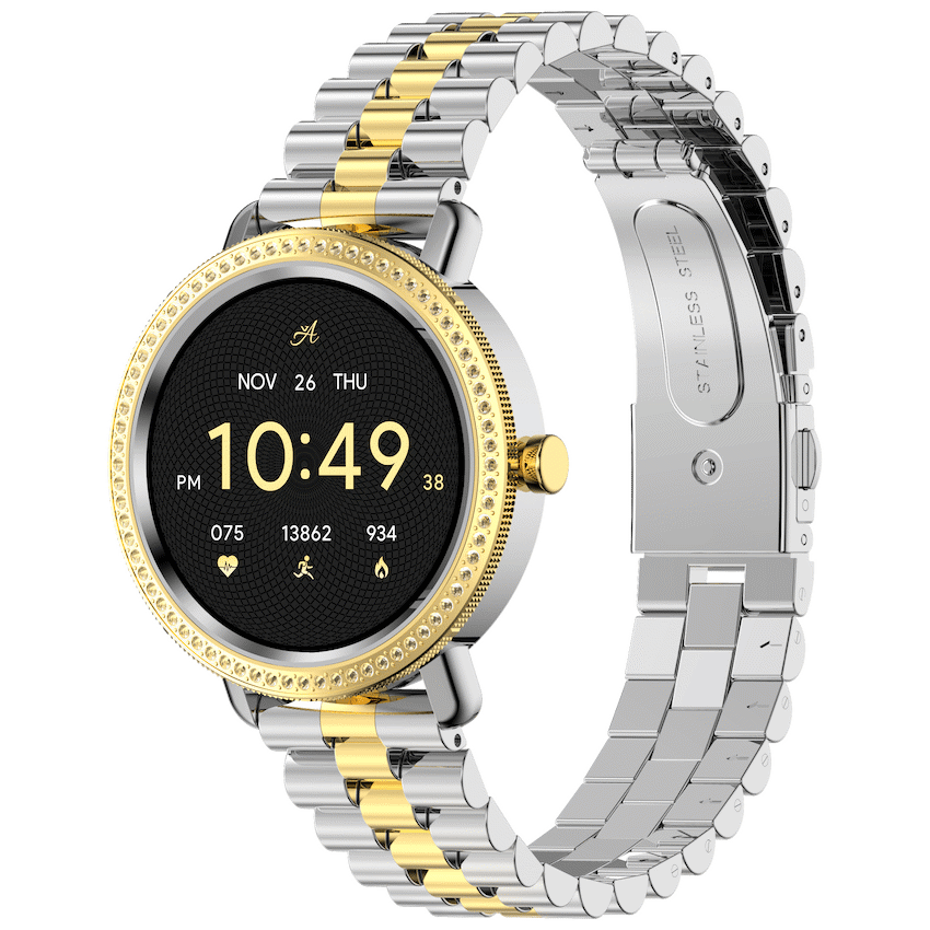 Volkano Volkano Ayla Collection Jewelled Smartwatch With 2 Colour Metal link strap