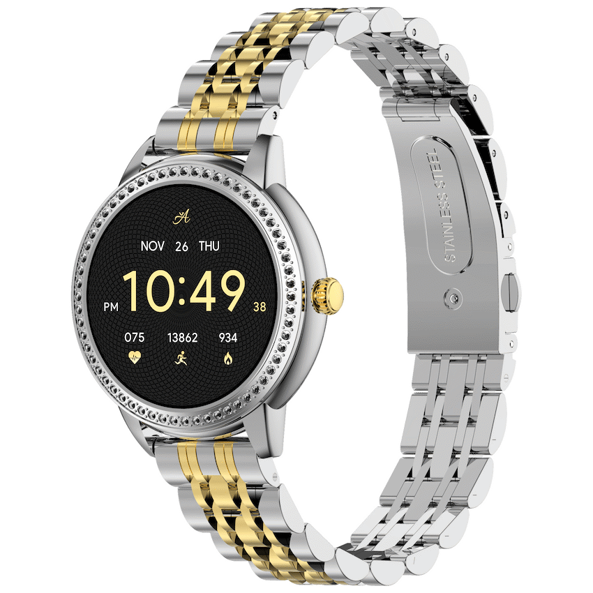 Volkano Volkano Ayla Collection Round Smartwatch With 2 Colour Metal link Strap