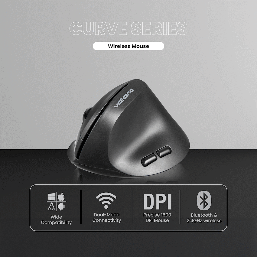 Volkano Volkano Curve Series Ergonomic Bluetooth Wireless mouse - Black
