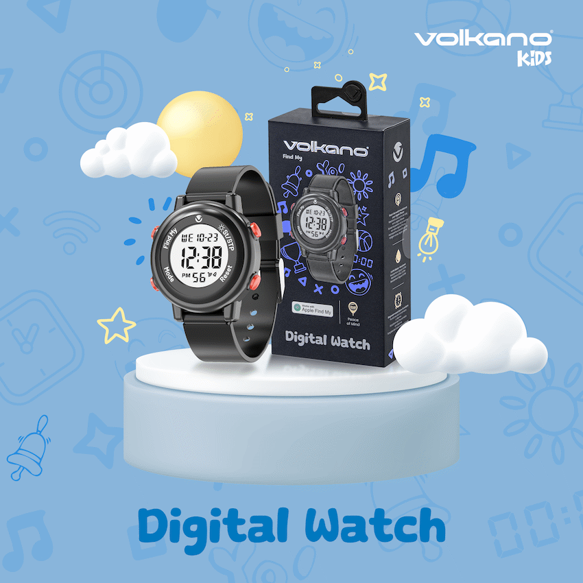 Volkano Volkano Kids Digital Watch with Apple Find My - 3ATM Waterproof (Anti-Lost) - Black