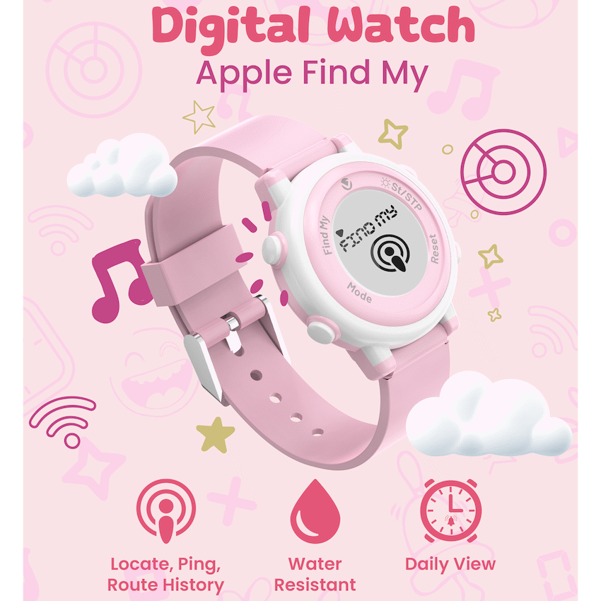 Volkano Volkano Kids Digital Watch with Apple Find My - 3ATM Waterproof (Anti-Lost) - Pink