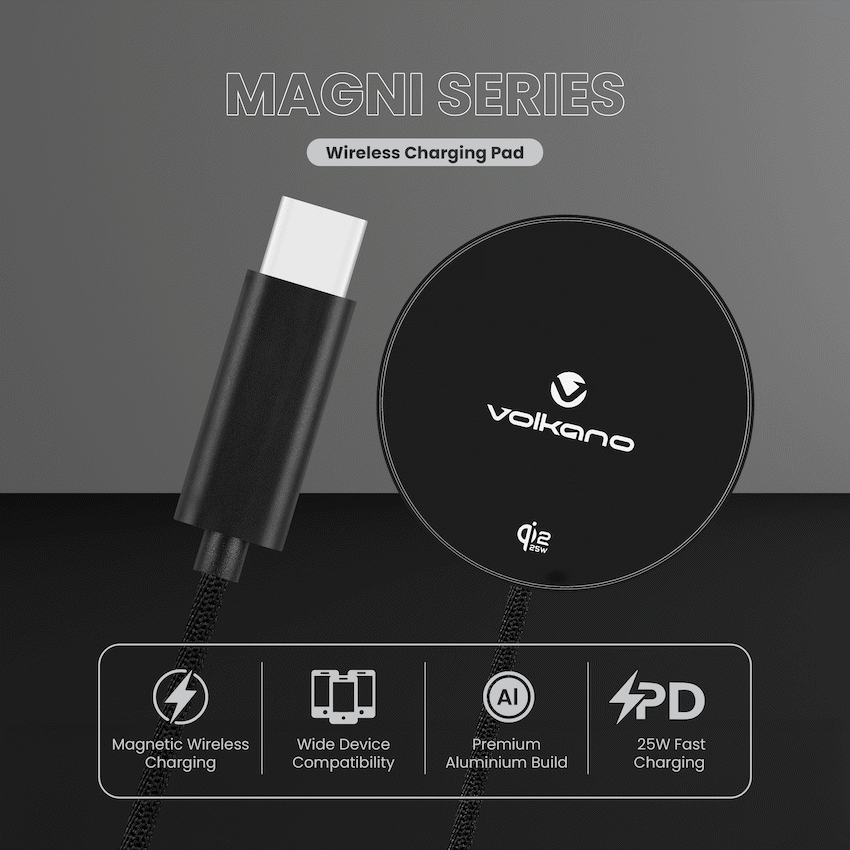 Volkano Volkano Magni Series Qi2.2 25W Wireless Charging Pad - Black