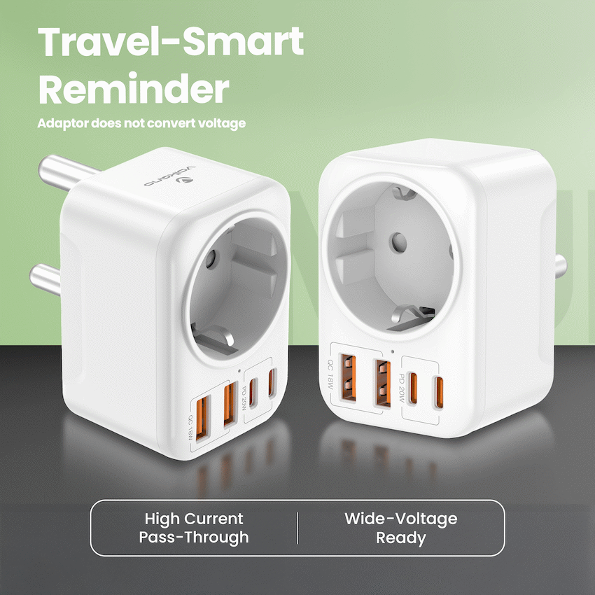 Volkano Volkano MultiVolt Series 2x USB-A + 2x USB-C adaptor SA Plug to multi travel socket 20Watt