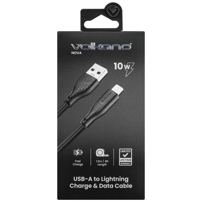 Volkano Volkano Nova Series USB A to Lightning charging cable 10W TPE-Black