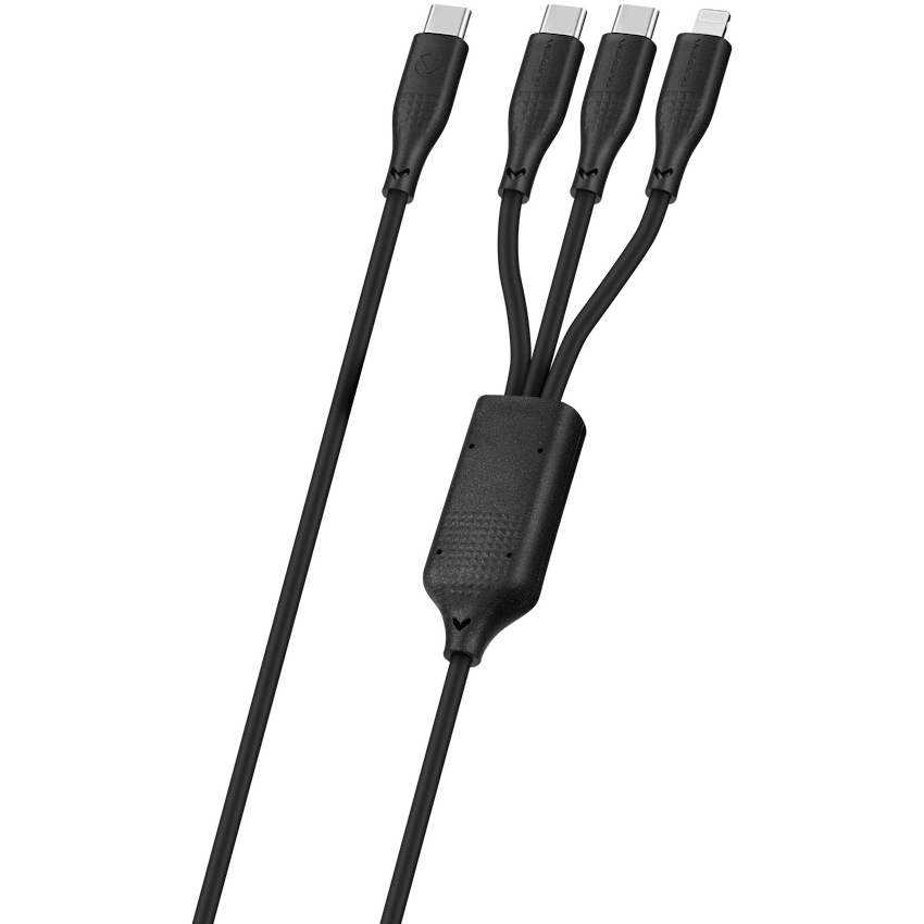 Volkano Volkano Nova Series USB C to 2 USB C and lightning cable 100W TPE-Black
