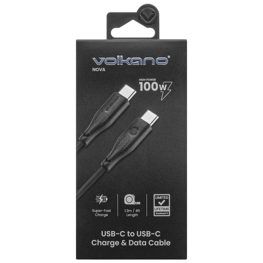 Volkano Volkano Nova Series USB C to USB C 100W 1.2m TPE cable-Black