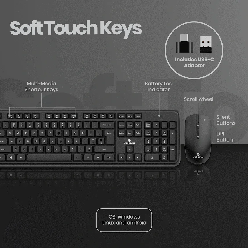 Volkano Volkano Opal Series Wireless Keyboard and Mouse Combo