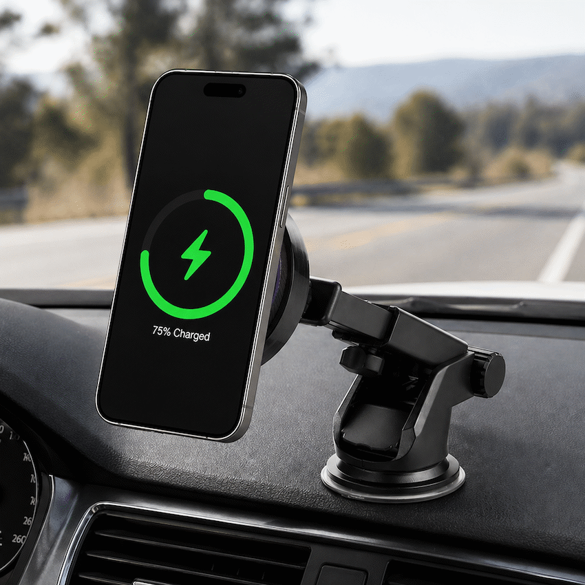 Volkano Volkano Sentinel Series Qi2.2 Magnetic Wireless Charging Car Dash Mount Phone Holder - Black