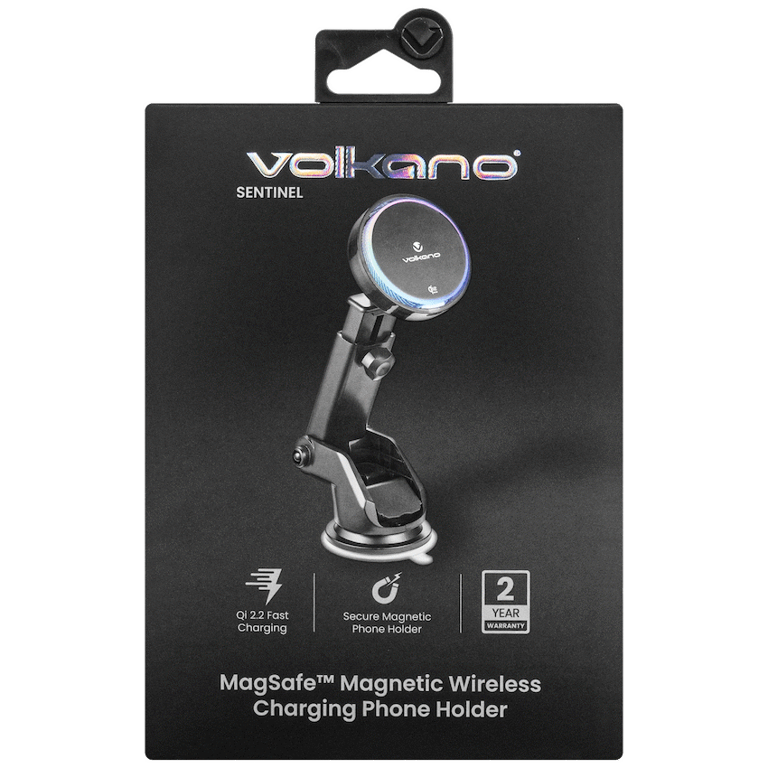 Volkano Volkano Sentinel Series Qi2.2 Magnetic Wireless Charging Car Dash Mount Phone Holder - Black