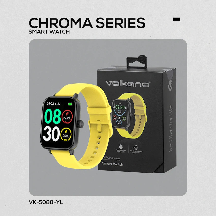 Volkano Wearables Volkano Chroma Series Smartwatch with Yellow Strap