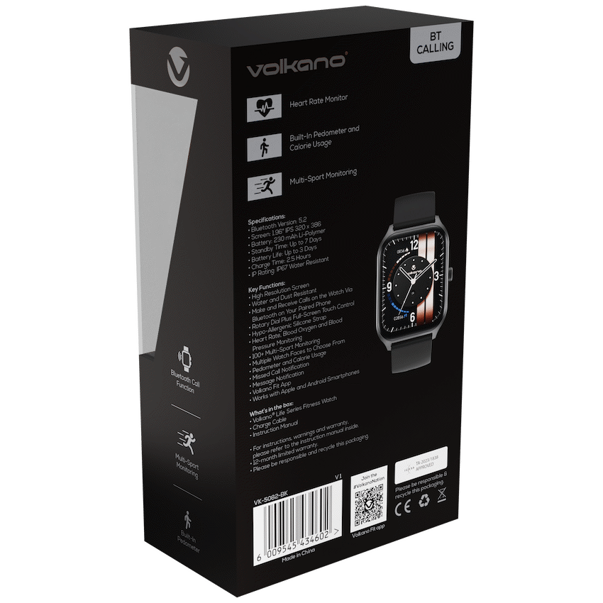 Volkano Wearables Volkano Life Series Smart Watches - Black