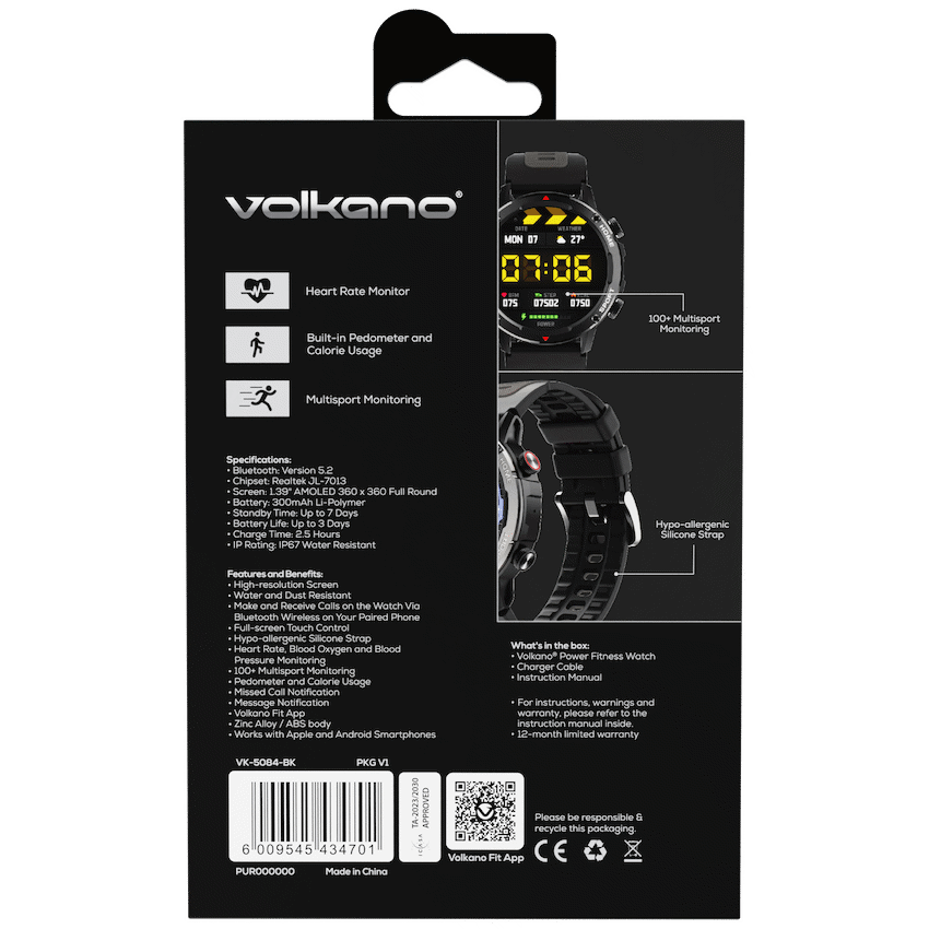 Volkano Wearables Volkano Power Series Smart Watch - Black