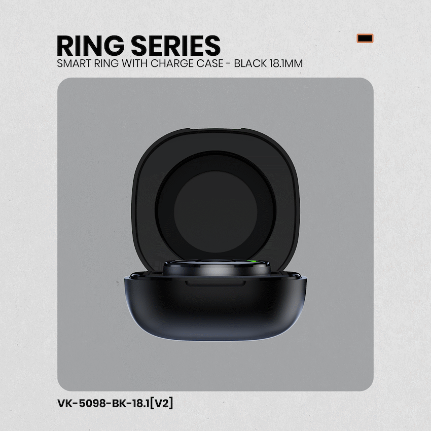 Volkano Wearables Volkano Ring Series Smart Ring with Charge Case - Black 18.1mm